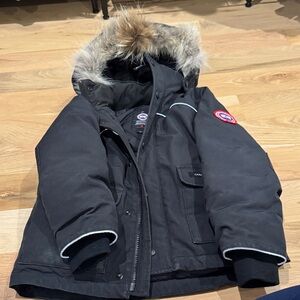 Canada Goose Kids Black Puffer Jacket with Fur Hood - Size 6/7